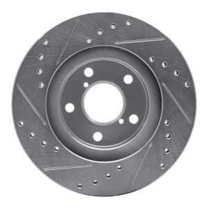 Subaru Legacy Brake Rotor (1) - Front Right - R1 Concepts - Drilled & Slotted - Silver - `90-`01